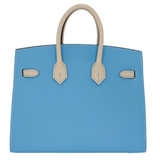 Hermes25cm Birkin HSS Sellier Celeste/ Craie Epsom Leather Brushed Palladium Hardware