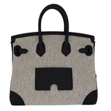 Hermes25cm Birkin Cargo Ecru/ Black Canvas/ Swift Leather Palladium Hardware