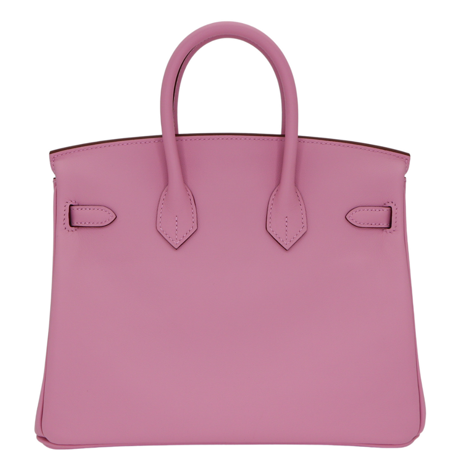 Hermes25cm Birkin Mauve Sylvestre Swift Leather Rose Gold Hardware