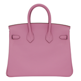 Hermes25cm Birkin Mauve Sylvestre Swift Leather Rose Gold Hardware