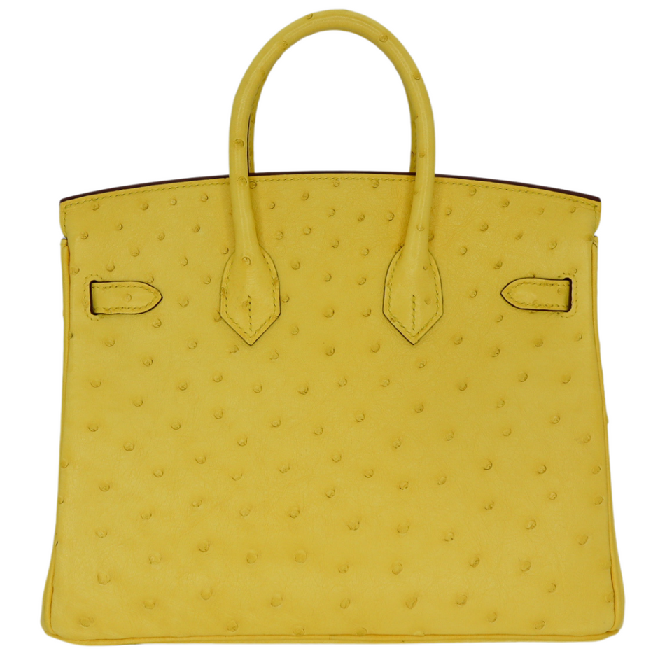 Hermes25cm Birkin Jaune Citron Ostrich Palladium Hardware