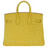Hermes25cm Birkin Jaune Citron Ostrich Palladium Hardware