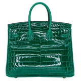 Hermes25cm Birkin Emerald Shiny Niloticus Crocodile Gold Hardware