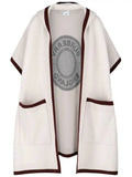 Luxury Burberry Logo Wool Cashmere Cape Ivory