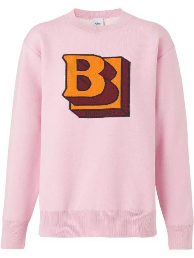 Luxury Burberry Big Logo Knit Top Pink