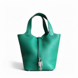 Hermes Picotin 18 - Bambou Vert Vertigo Clemence Leather Silver Hardware