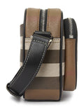 Luxury Burberry Men's Check Logo Messenger Cross Bag Brown