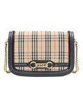 Luxury Burberry Vintage Check Link Chain Shoulder Bag Beige