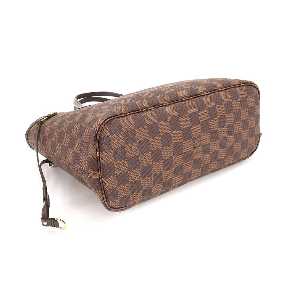 Louis Vuitton Damier Neverfull PM Tote Bag Ebene Brown RFID Gold Hardware