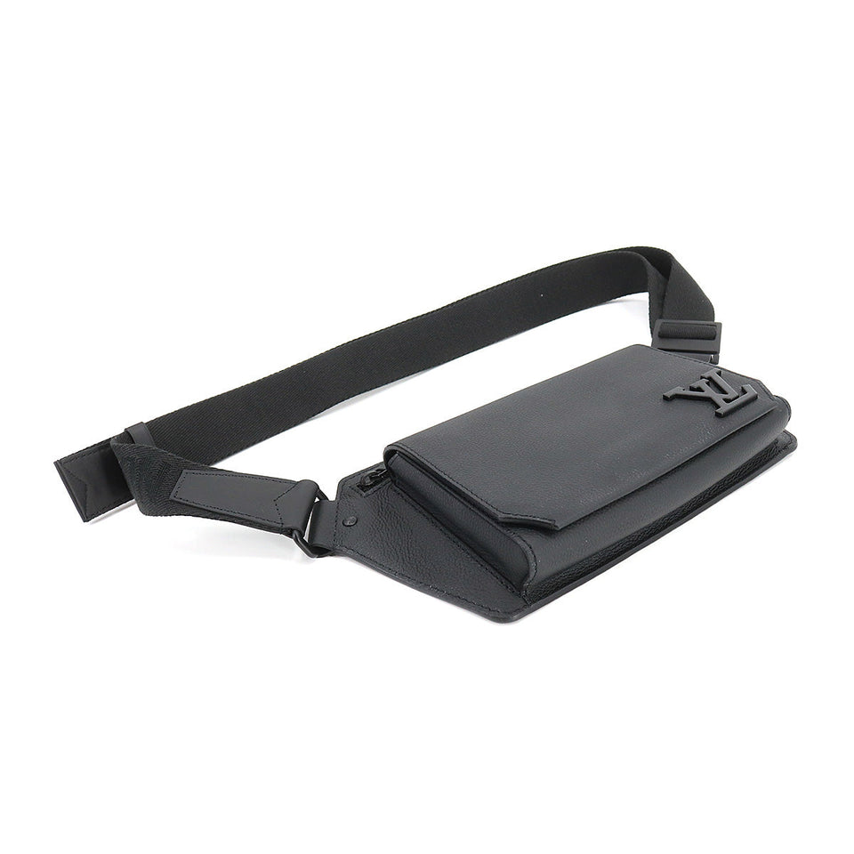 Louis Vuitton Aerogram Takeoff Sling Bum Bag Body Bag Leather Black Metal Fittings