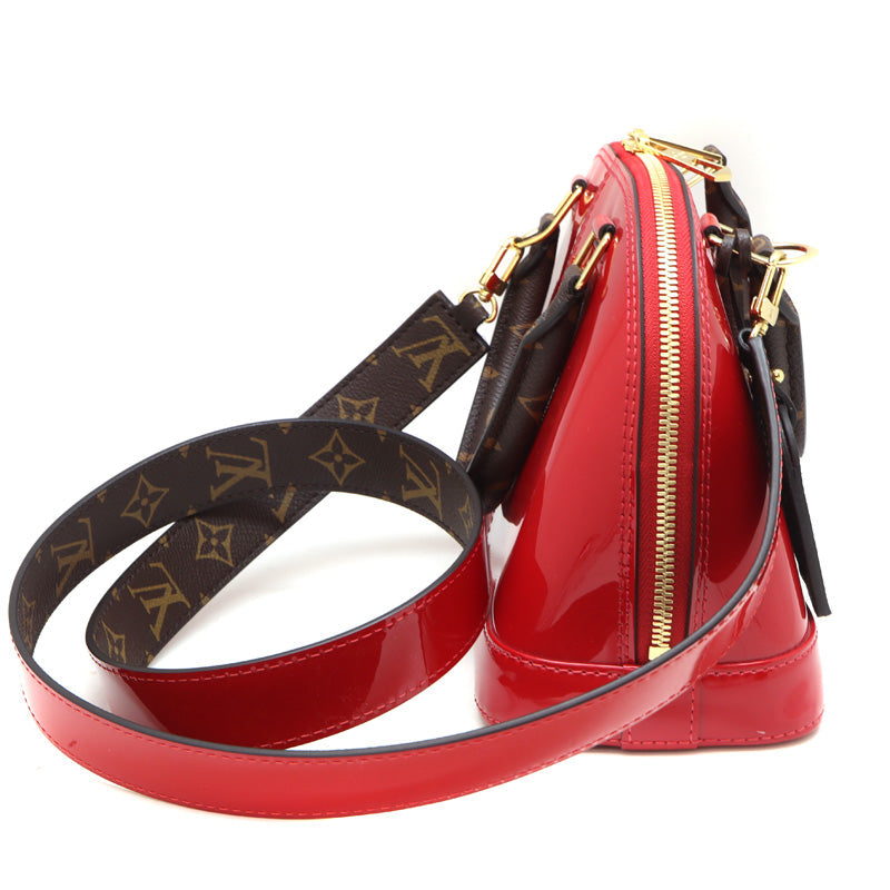 Louis Vuitton Alma BB Patent Calf Leather Monogram Red Brown
