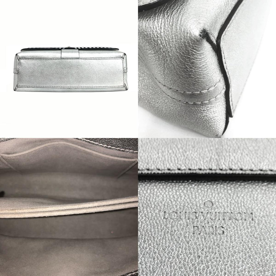 Louis Vuitton Silver Metallic Leather Braided Around Very Chain Bag