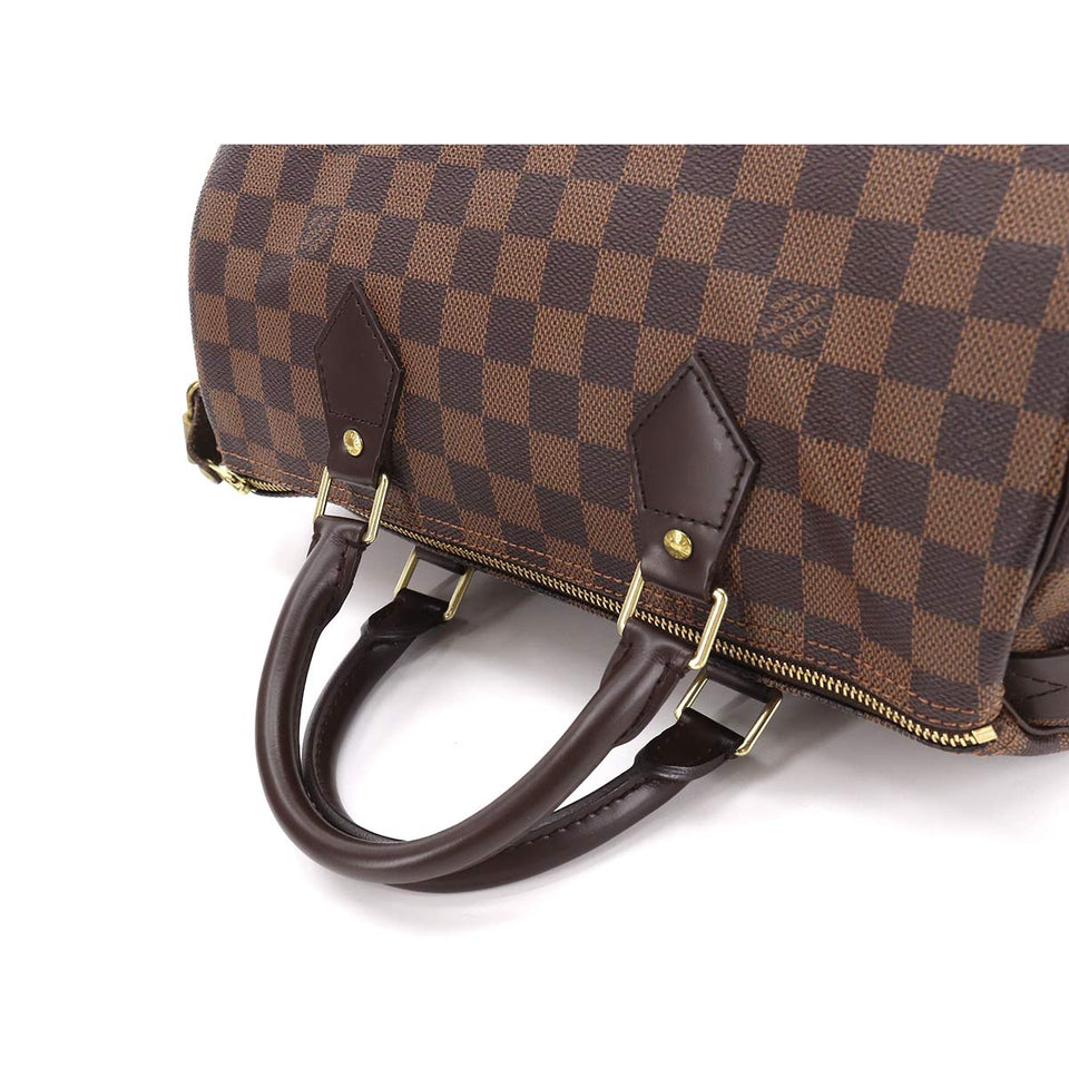Louis Vuitton Damier Speedy 30 Hand Bag Ebene Brown Gold Hardware