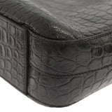 Saint Laurent- Paris Museum Crocodile Embossed Briefcase Leather Black