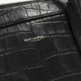 Saint Laurent- Paris Museum Crocodile Embossed Leather Briefcase Black