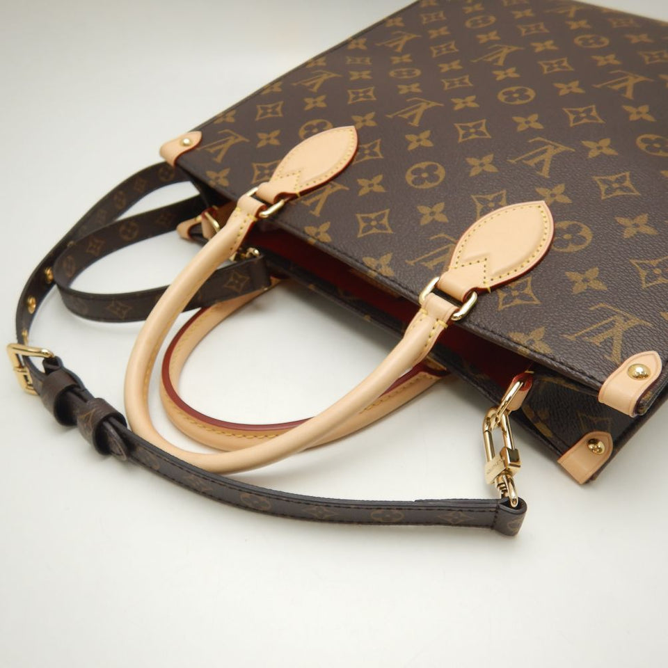 Louis Vuitton Monogram Sac Plat PM Tote Bag Brown
