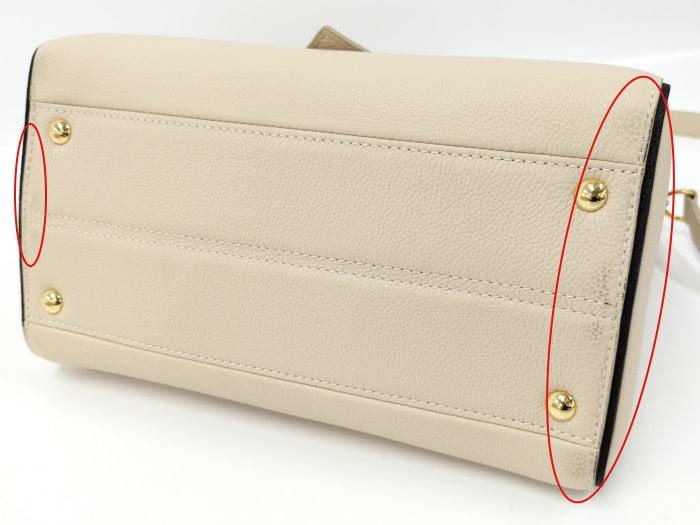 Louis Vuitton Double V Shoulder Bag Leather Monogram Creme