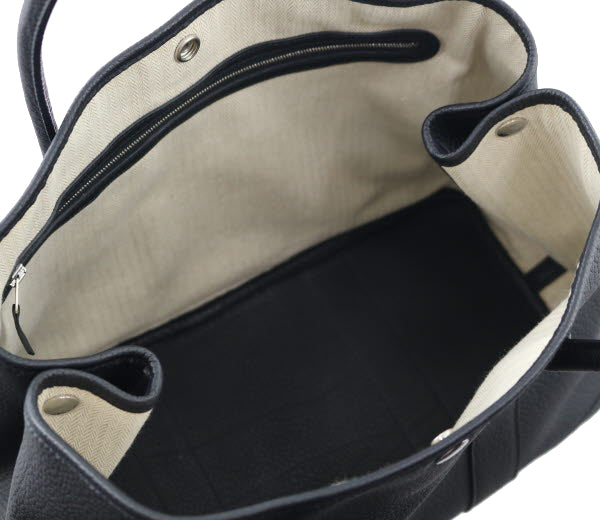 Hermes Garden Party PM Handbag Negonda Noir Black Engraved Bag