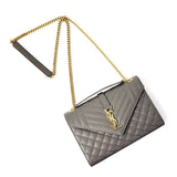 Saint Laurent- Envelope Chain Shoulder Bag Medium Grey