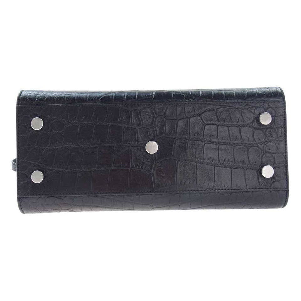 Saint Laurent- Shoulder Bag Jour Baby Crocodile Embossed Handbag Black