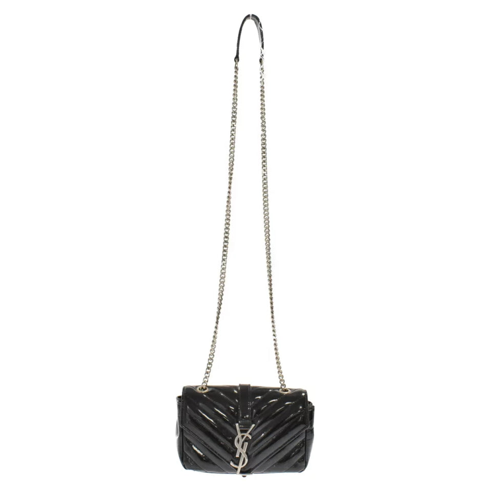 Saint Laurent- Paris Baby Chai Patent Chain Shoulder Bag Black