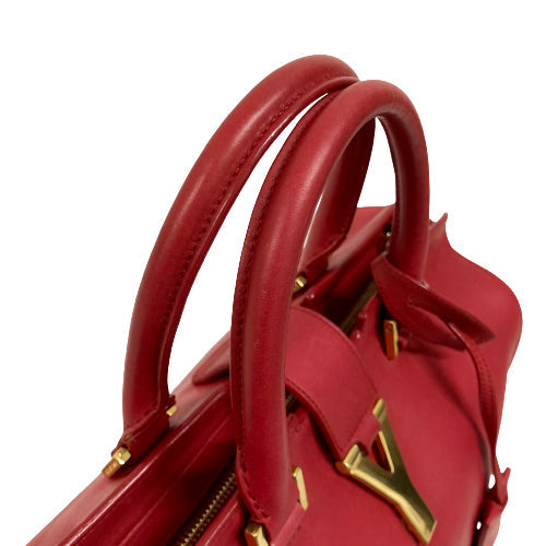 Saint Laurent- Petit Cabas Shoulder Bag Wine Red Gold Metal Fittings