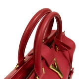 Saint Laurent- Petit Cabas Shoulder Bag Wine Red Gold Metal Fittings