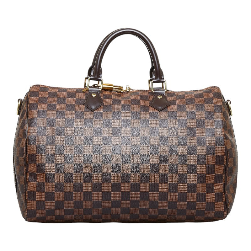 Louis Vuitton Damier Speedy 35 Bandouliere Ebene Brown Leather