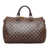 Louis Vuitton Damier Speedy 35 Bandouliere Ebene Brown Leather