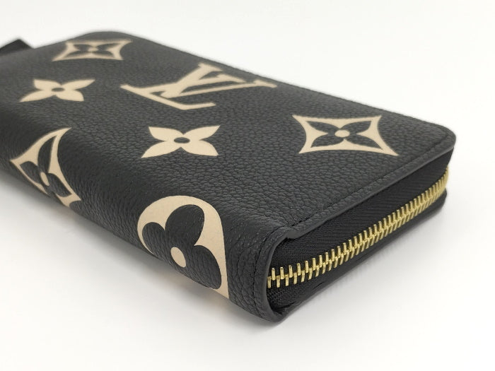 Louis Vuitton Zippy Wallet Round Zipper Long Wallet Monogram Amplant Black Beige