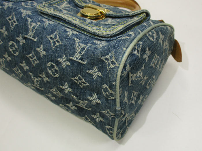 Louis Vuitton Neo Speedy Handbag Mini Boston Bag Monogram Denim Blue
