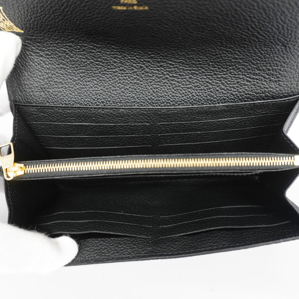 Louis Vuitton Bifold Long Wallet Monogram Implant Portefeuille Sarah Black