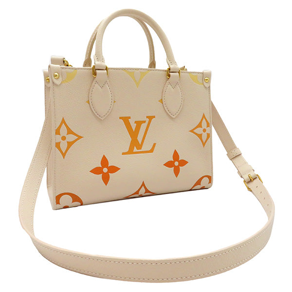 Louis Vuitton 2WAY Bag On The Go PM Tote Shoulder Bag Ivory x Orange