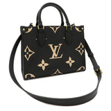 Louis Vuitton 2WAY Bag On The Go PM Tote Shoulder Bag Black x Beige