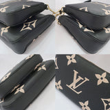 Louis Vuitton Multi Pochette Accessoires Bag Monogram Implant Leather Black Creme