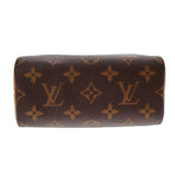 Louis Vuitton Nano Speedy Monogram Canvas Brown Leather Black