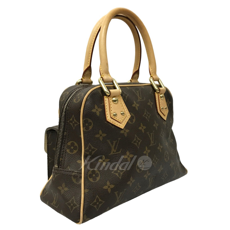 Louis Vuitton Manhattan PM Monogram Handbag Mini Boston Bag Brown