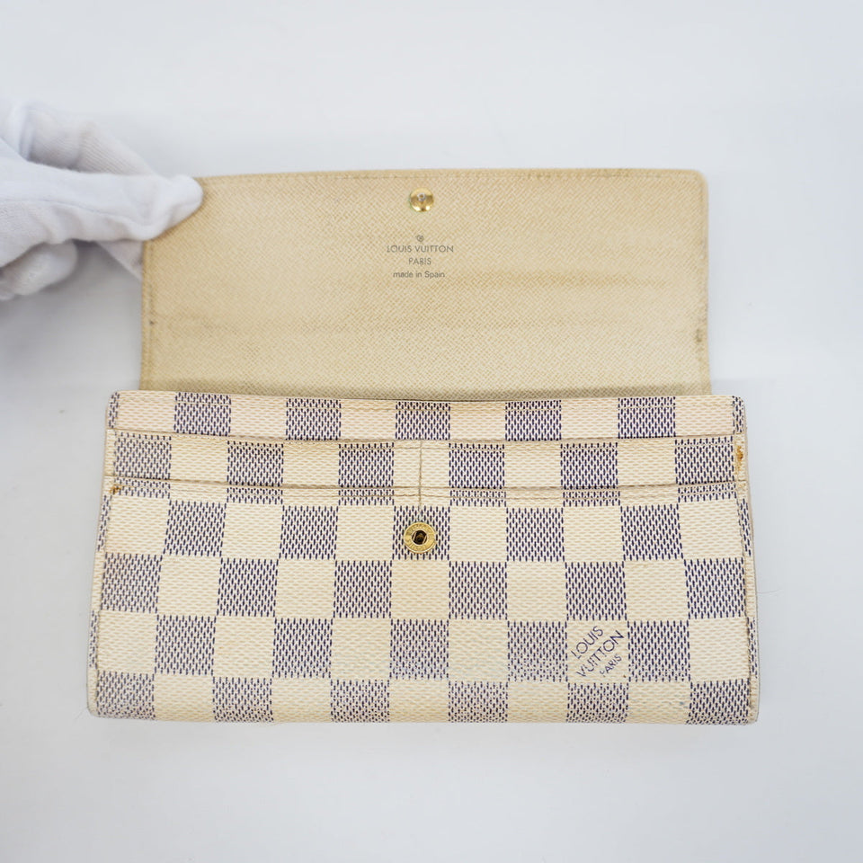 Louis Vuitton Bifold Long Wallet Damier Azur Portefeuille Sarah Wallet