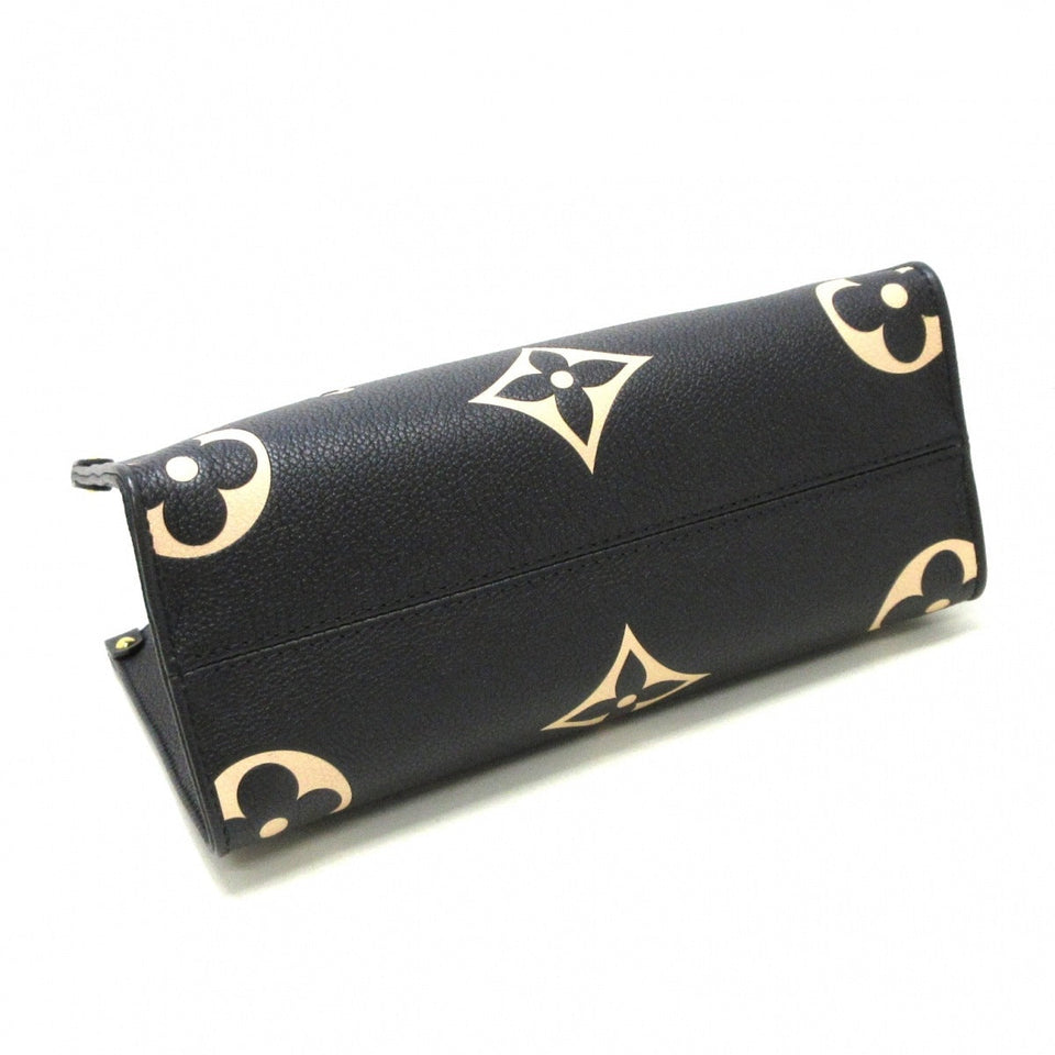 Louis Vuitton On The Go PM Tote Bag Black Beige Embossed Noir