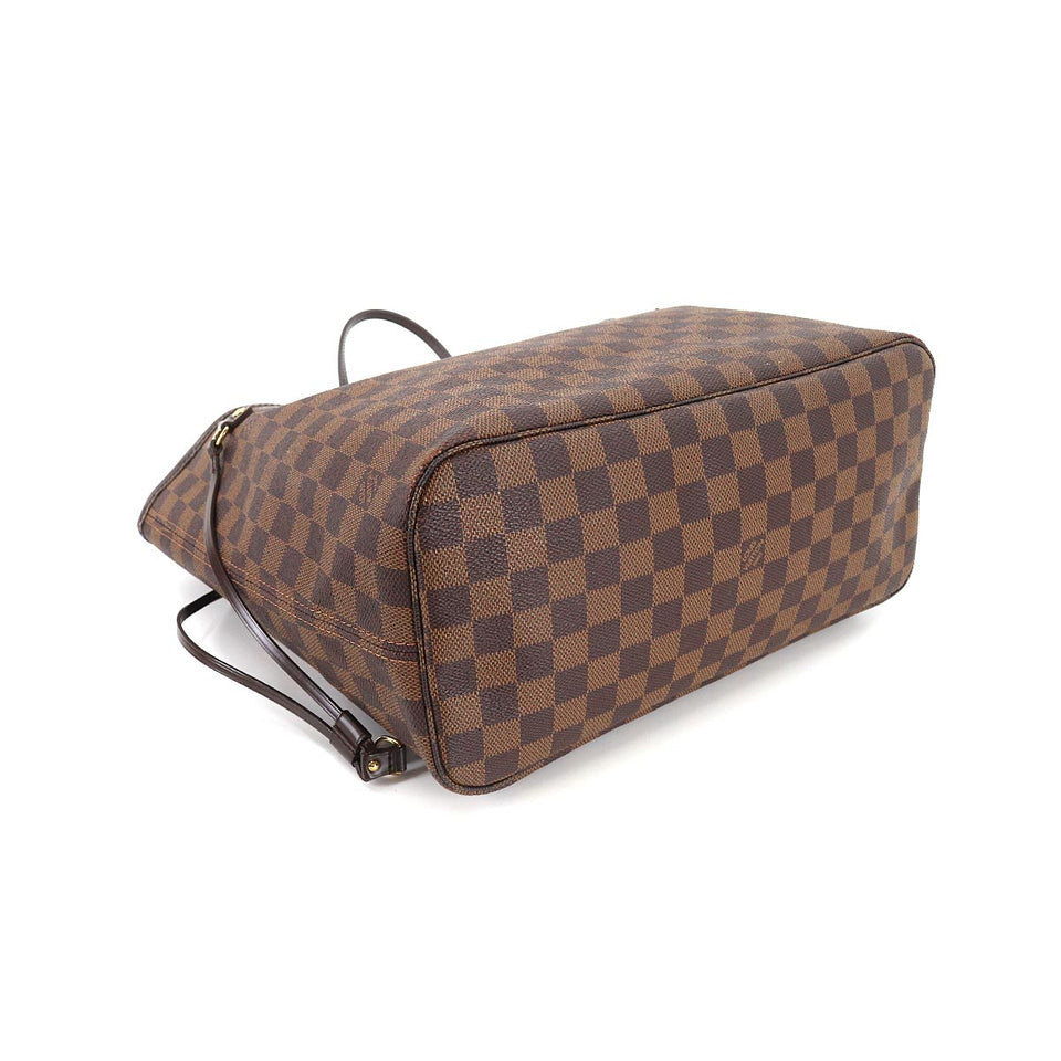 Louis Vuitton Damier Neverfull MM Tote Bag Ebene Cerise Brown Gold
