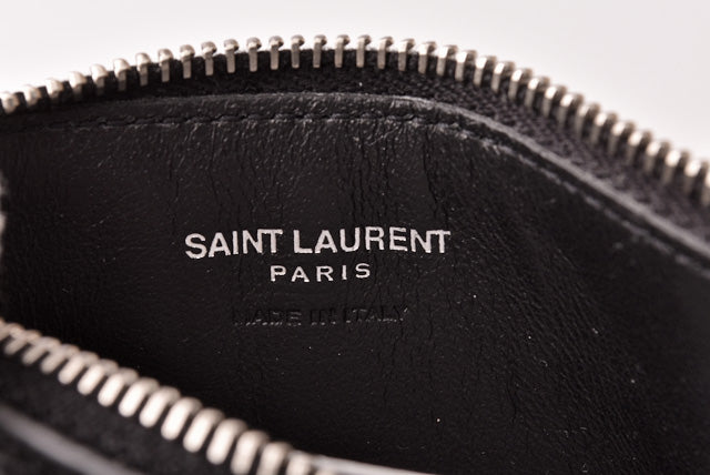 Saint Laurent- Paris Coin Case Card Case Neck Strap Embossed Black