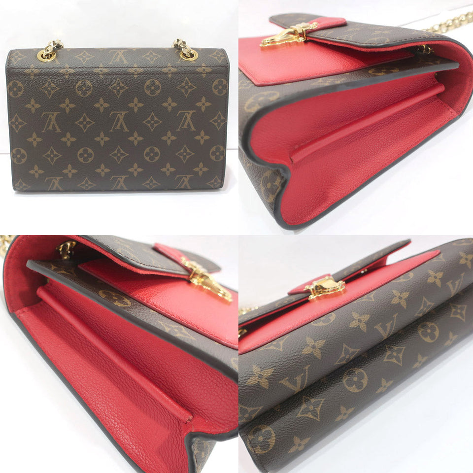 Louis Vuitton Vavin Chain Shoulder Bag Monogram Canvas Leather Red