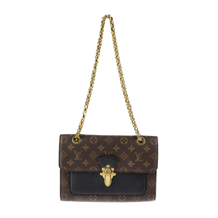 Louis Vuitton Victoire Shoulder Bag Monogram Canvas Calfskin Brown