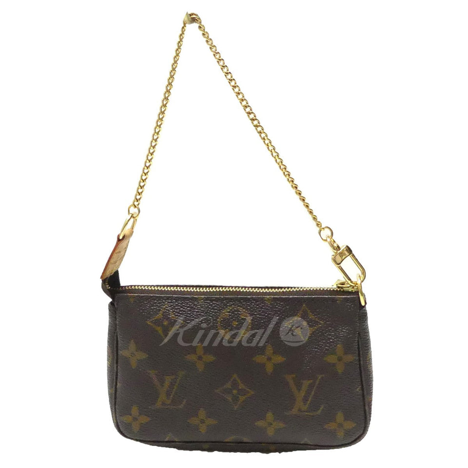 Louis Vuitton Mini Pochette Accessoire Monogram Chain Hand Bag Brown