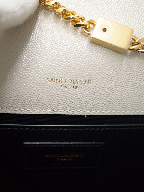 Saint Laurent- Logo Kate Chain Shoulder Bag White