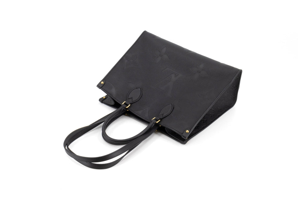 Louis Vuitton On The Go MM Shoulder Bag Monogram Implant Leather Black