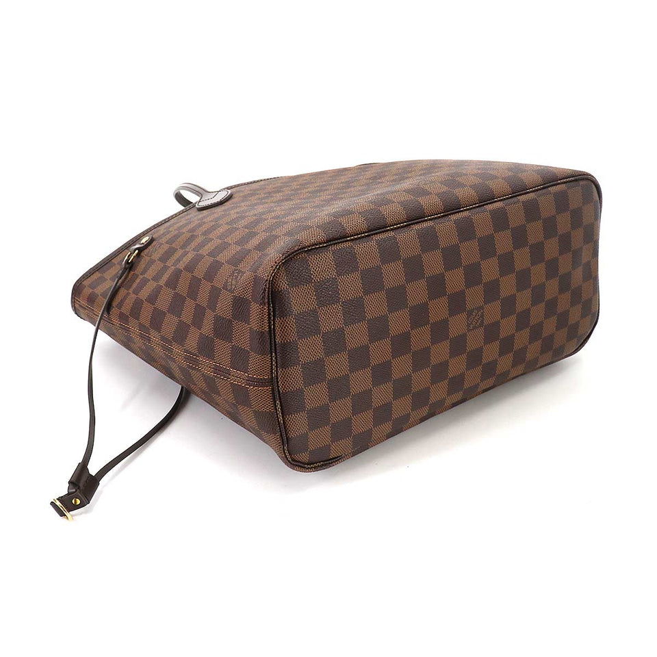 Louis Vuitton Damier Neverfull MM Tote Bag Brown Gold Metal Fittings