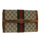Gucci Web Sherry Line GG Canvas Clutch Bag PVC Leather Beige Green 40002