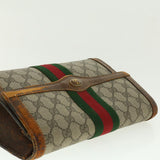 Gucci Web Sherry Line GG Canvas Clutch Bag PVC Leather Beige Green 40002