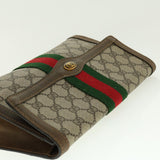 Gucci GG Canvas Web Sherry Line Clutch Bag Beige Red 41014308725 40097